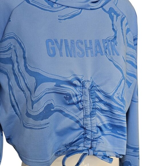 Gymshark Womens Power Hoodie, Cropped, Cinch Front, Long Sleeve, Blue, Small - Picture 3 of 7